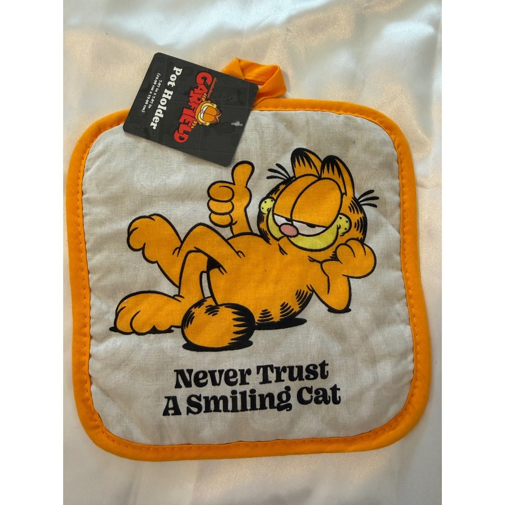 Garfield Never Trust A Smiling Cat Pot Holder Orange Nickelodeon Kitchen NWT